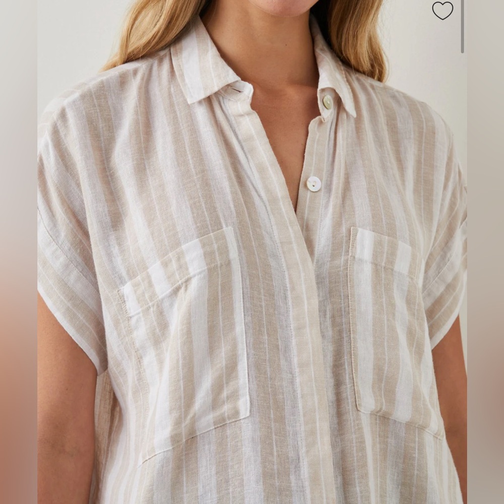 Rails Cito Shirt Shore Stripe linen blend top button down - Picture 2 of 11